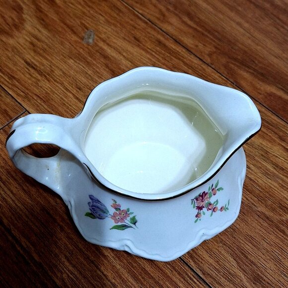 Homer Laughlin Household Institute Creamer Sugar Bowl Set Floral Pattern Porcela - Picture 2 of 6